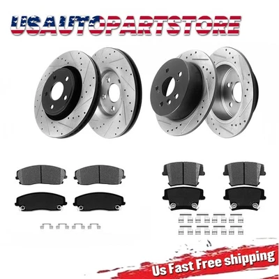 320mm Front Rear Drilled Rotors Brake Pads for Challenger Charger Chrysler 300 Foto 1 de 4