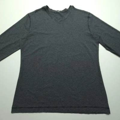 Lululemon Womens Shirt Large Gray Black Striped Athletic Long Sleeve Gym Tee L - Image 1 of 4
