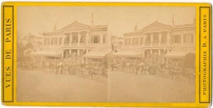 PARIS 1860s Stereoview CAFE DE L’HORLOGE w’ DINERS ~ Champs-Élysées France - Picture 1 of 2