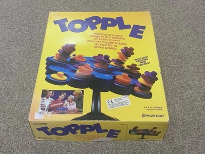 TOPPLE Game Pressman Family Fun VINTAGE Board Games Yellow Box  - Image 1 of 3