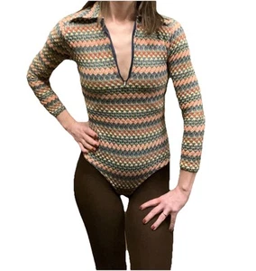Zayre Vintage 60’s 70’s Nylon Semi-sheer Bodysuit Top Medium - Picture 1 of 9