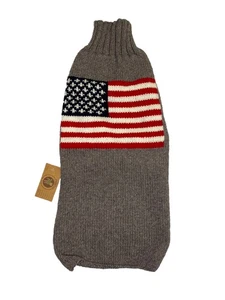 Charcoal Flag USA Dog Sweater Chilly Dog Hand Knit Wool  XL Pet Puppy Warm - Picture 1 of 5