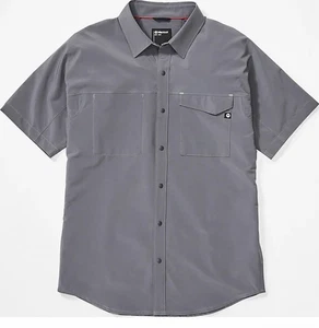 Marmot Northgate Peak SS Snap Up Collar Shirt Mens L 50 UPF Gray Hiking Outdoor - Picture 1 of 14
