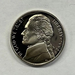 1995 S Proof Jefferson níquel - moneda de cinco centavos del conjunto de prueba - Imagen 1 de 2