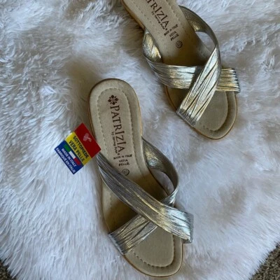 NEW Patrizia by Spring Step Silver Sandals Size 40 US 9 - Image 1 of 4