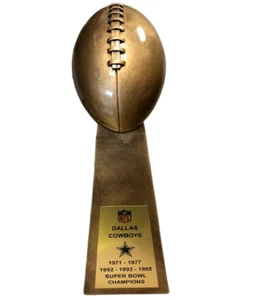 DALLAS COWBOYS 5 TIME SUPER BOWL CHAMPS 15" GOLD LOMBARDI STYLE FOOTBALL TROPHY - Picture 1 of 2