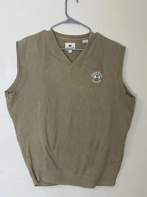 Lone Cypress Men's Pebble Beach Beige Cotton V Neck Sweater Vest L - Image 1 of 4