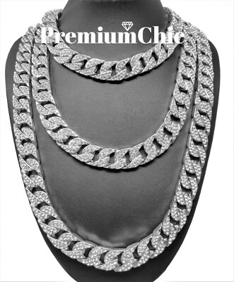 Gargantilla cubana ICED Miami eslabón chapado en oro circonita cúbica collar o pulsera cadena hip hop Foto 1 de 4