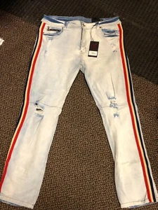 New MEN'S ELITE PREMIUM STRIPED DENIM (LIGHT BLUE) Size 40x32 Brand New! - Picture 1 of 4
