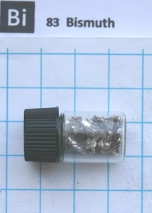 5 gram 99.99% Bismuth metal pieces in glass vial element 83 sample - Picture 1 of 3
