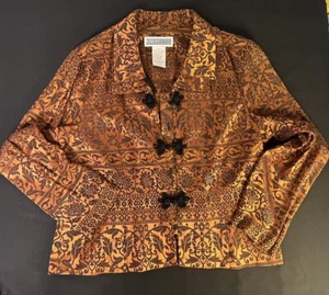 Vintage Jessica Howard Women’s Double Collar Floral Blazer Orange & Black Sz 16 - Picture 1 of 7