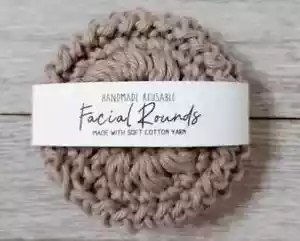 crochet handmade spa facial scrubby pad reusable rounds brown stone 3pc set - Picture 1 of 3