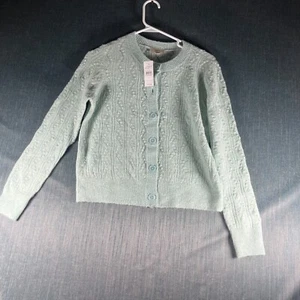LOFT Women’s Cardigan Sweater Size S Light Green Cable Knit Button Front MB - Picture 1 of 12