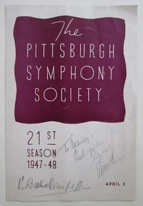 Pittsburgh Symphony Society 1947-48 programma firmato Victor Borge V. Bakaleinikoff - Foto 1 di 8