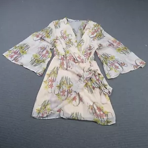 Sheike Womens Wrap Dress 12(AU) Medium Beige Floral Bell Sleeve Chiffon Kimono - Picture 1 of 9
