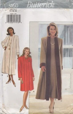 Butterick Sewing Pattern 3160 EASY Coat & Matching Dress Size 14 16 18 New - Image 1 of 4