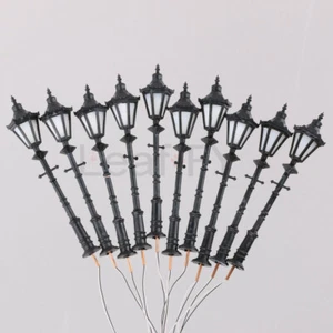 10pcs 1:25 Scale Model Trains Metal Light Poles Wired LED Lighted Street Lamps - Picture 1 of 6