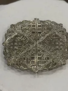 Rare Find Vintage Expandable Silverplated Trivet Footed Godinger Brand - Picture 1 of 14