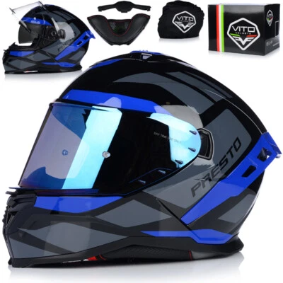Motorradhelm | VITO PRESTO | Integralhelm | Helm mit Sonnenblende 22.06 +2 Viser