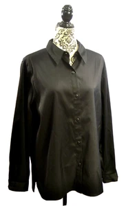 Tommy by Tommy Hilfiger glänzende schwarze Damenbluse/Hemd mit Knopfleiste Größe 11 - Bild 1 von 5