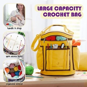 Crochet Bag Organizer – Durable Canvas Yarn Storage Bag for Knitting & Supplies - Picture 1 of 28