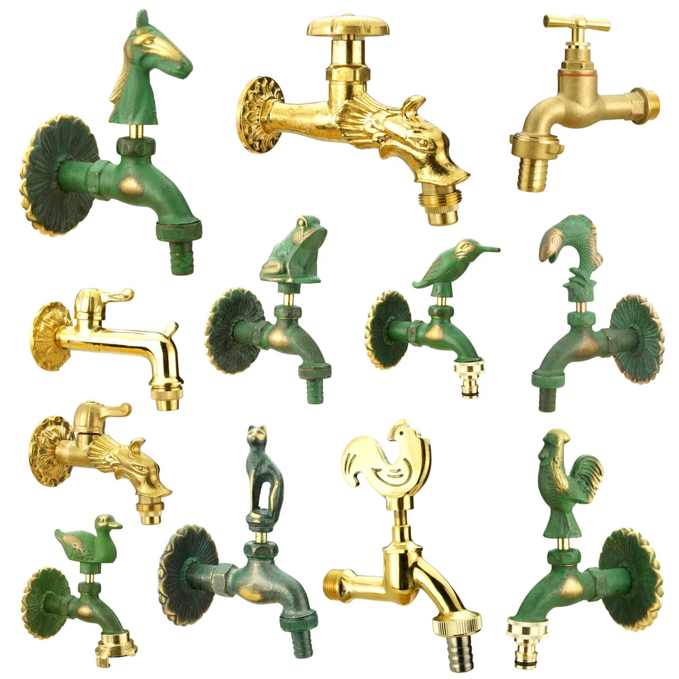 Nostalgie Laiton Robinet 1/2 " Valve D'Évacuation Fuite Ancien Jardin Extérieur - Photo 1/4