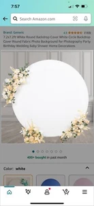 7.2Ft White round Backdrop Cover Suitable for 7Ft/7.2Ft Circle Stand,Pure White - Picture 1 of 2