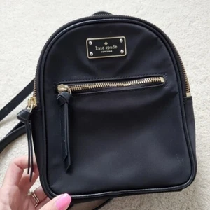 Kate Spade Mini Black Leather and Nylon Backpack - Picture 1 of 14