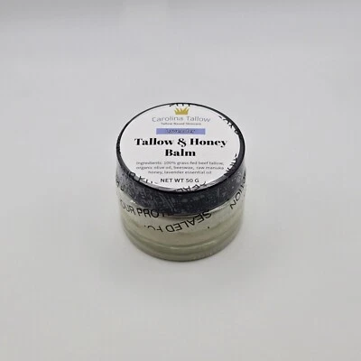 Lavender- Tallow and Honey Balm (100% grass-fed), 2oz Jar (50g) - Image 1 of 2