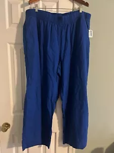 Old Navy Women’s Plus 2X High Rise Wide Leg Blue Linen Pants Comfort Waistband - Picture 1 of 6