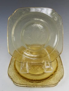 Federal Madrid Depression Glas gelb/bernstein 3er Set B/B Teller 6" - Bild 1 von 3