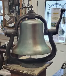 TRAIN LOCOMOTIVE BRONZE BELL LARGE 16.5" INDIANAPOLIS INDIANA C-1920 VIDEO - Picture 1 of 19