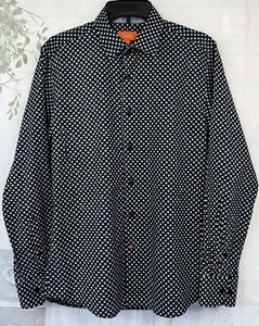 Tallia Mens Blue Starburst Collard Button Up Dress Up Shirt Sz. Medium M 15 1/2 - Picture 1 of 11
