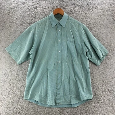 Bugatchi Short Sleeve Button Up Shirt Mens Large Blue Green Plaid Check Casual - Image 1 of 4