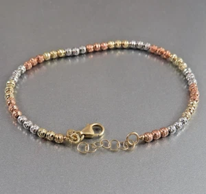 Armband Kugelkette diamantiert ca. 19,5 cm 585/14k Gelb,-Weiß,-Rosegold  NEU 268 - Bild 1 von 3