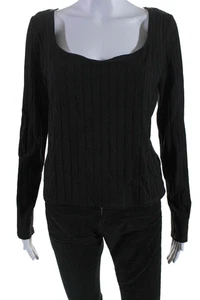 Bailey 44 Womens Long Sleeve Tight Knit Scoop Neck Top Black Medium - Picture 1 of 12