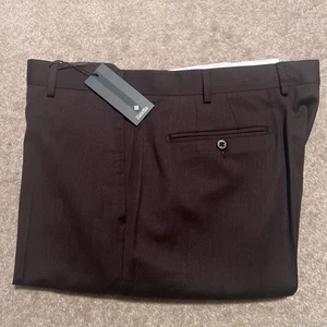 Zanella Dress Pants Todd Unhemmed Italy Brown Size 38 Men's - Picture 1 of 7