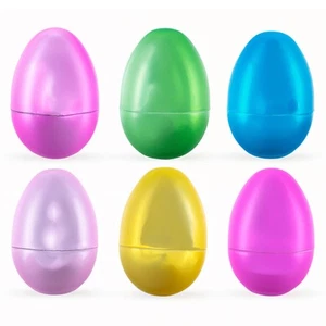 Set of 6 Matte Metallic Finish Large Plastic Easter Eggs 3.15 Inches - Picture 1 of 6