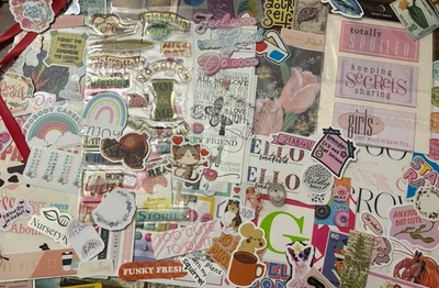 Lote de 170+ piezas de diario basura pegatinas cinta tarjeta recorte álbum de recortes REGALOS manualidades Foto 1 de 4