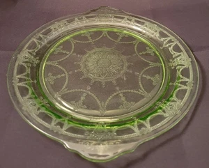 Vintage Vaseline Glass Cake Plate - Picture 1 of 5