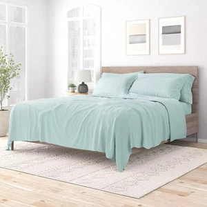 URBAN LOFT'S SOLID ESSENTIAL COLORS KING SIZE BED SHEET SET W/EXTRA PILLOWCASES - Picture 1 of 5