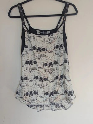 Royal Bones Women Y2K Gothic Tank Top  Size XS Skull Witch Metal Punk Halloween - Image 1 of 4