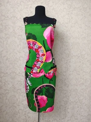 Vestido sin Mangas Roberto Cavalli Clase Y2K Estampado Floral Serpiente Raro Colores Vibrantes RARO Foto 1 de 4