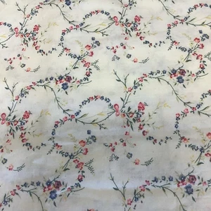 Vintage Cream Cotton Pink Blue Floral Design BTY - Picture 1 of 2