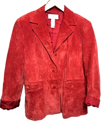 Chaqueta Blazer Vintage Y2K Roja Gamuza XL Para Mujer Rockabilly Retro Vaquera Otoño Top Foto 1 de 4
