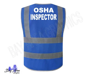 Hi-Vis OSHA Inspector Vest Black Safety Workwear Reflective Strips & Pockets - Picture 1 of 17