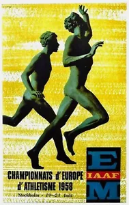 Original Vintage Poster STOCKHOLM LEICHTATHLETIK EC 1958 LÄUFER - Bild 1 von 1