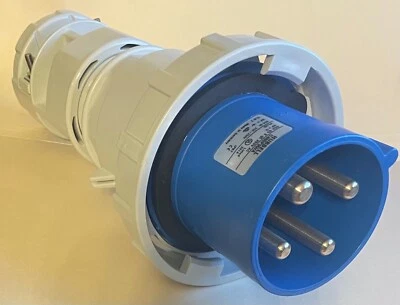 Hubbell 250V 60A 3P+G 4 WIRE C460P9WA IEC Pin + Sleeve Male Watertight Plug - Image 1 of 4