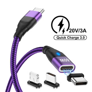 3 in 1 PD60W Type C To Type-C Micro USB iOS Magnetic 3A Fast Charging Data Cable - Picture 1 of 20