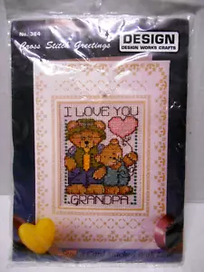 Design Works Greeting Card Cross Stitch Kit Teddy Bear I LOVE YOU New - Picture 1 of 3